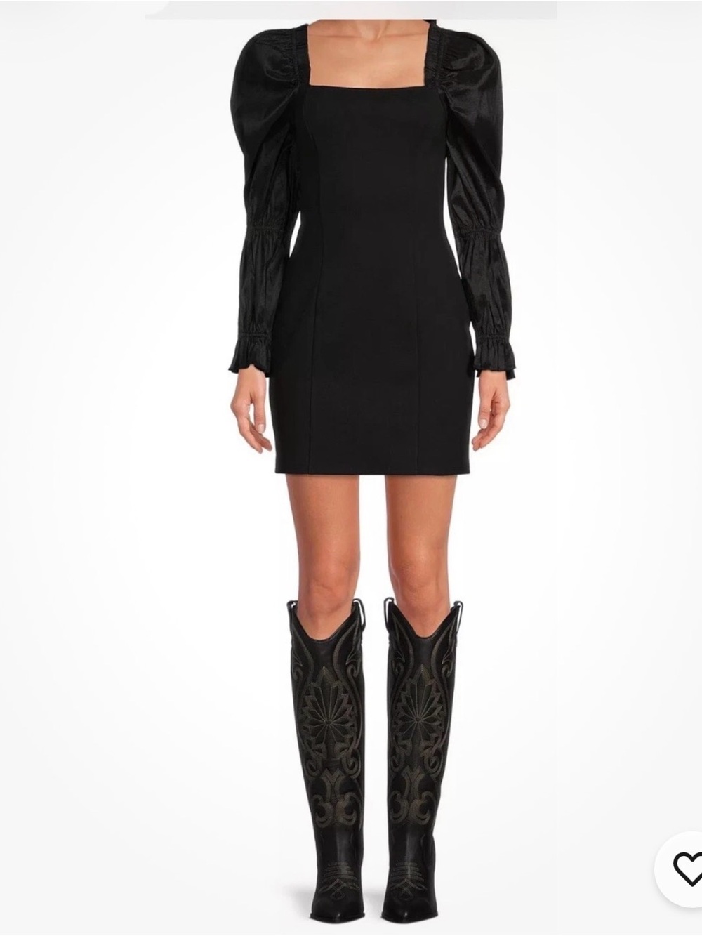 A Loves A NEW Obsidian Black Puff Long Sleeve Open Back Mini Dress Size Large